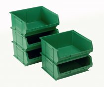 Plastic Parts Bins | 182h x 420w x 375d mm | 28.3 Litre | Green | Pack of 5 | Topstore