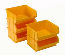 Plastic Parts Bins | 182h x 420w x 375d mm | 28.3 Litre | Yellow | Pack of 5 | Topstore