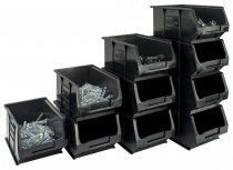 Recycled Plastic Parts Bins | 132h x 150w x 240d mm | 4.6 Litre | Black | Pack of 10 | Topstore