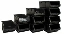 Recycled Plastic Parts Bins | 132h x 205w x 350d mm | 9.1 Litre | Black | Pack of 10 | Topstore