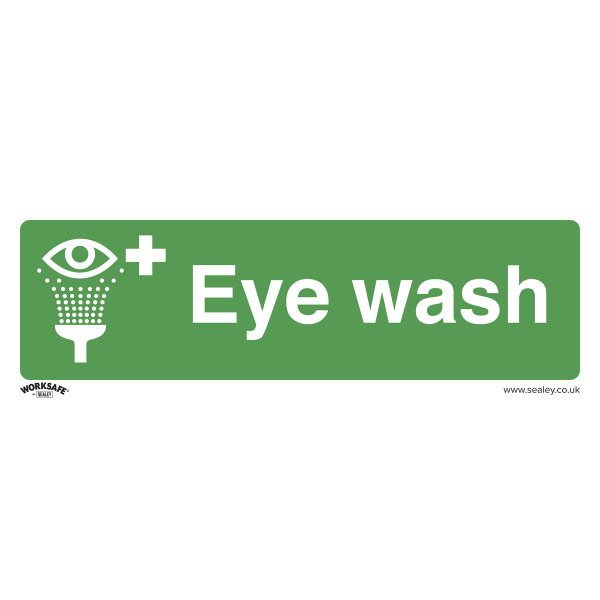 Eye Wash Safety Sign | Rigid Plastic | Single | Sealey