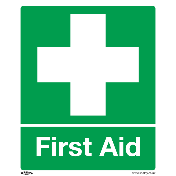 First Aid Safety Sign | Rigid Plastic | Single | Sealey