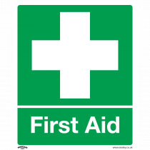 First Aid Safety Sign | Rigid Plastic | Pack of 10 | Sealey