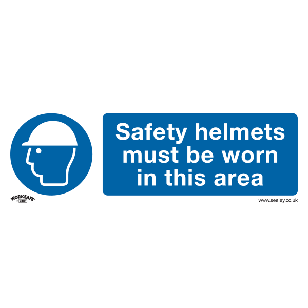 Mandatory PPE Safety Sign | Safety Helmets | Rigid Plastic | Single | Sealey