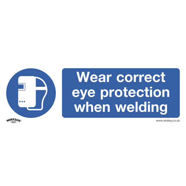 Mandatory PPE Safety Sign | Welding Eye Protection | Rigid Plastic | Single | Sealey