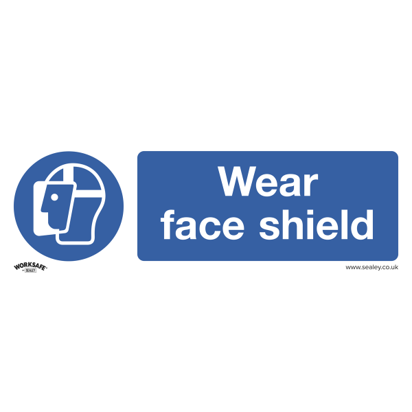 Mandatory PPE Safety Sign | Face Shield | Rigid Plastic | Pack of 10 | Sealey