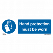 Mandatory PPE Safety Sign | Hand Protection | Rigid Plastic | Pack of 10 | Sealey