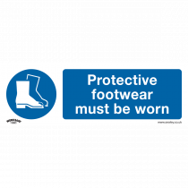 Mandatory PPE Safety Sign | Protective Footwear | Self Adhesive Vinyl | Single | Sealey