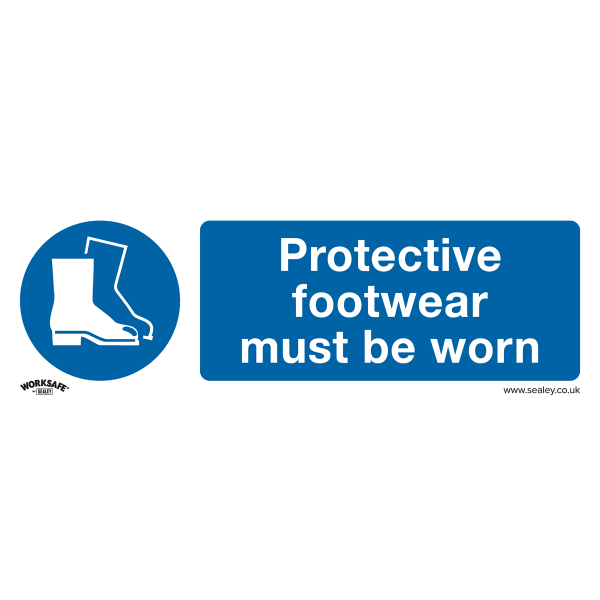 Mandatory PPE Safety Sign | Protective Footwear | Rigid Plastic | Single | Sealey