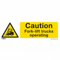 Caution Safety Sign | Fork Lift Trucks | Rigid Plastic | Single | Sealey