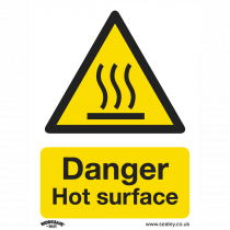 Warning Safety Sign | Danger Hot Surface | Self Adhesive Vinyl | Single | Sealey