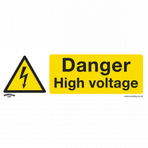 Warning Safety Sign | Danger High Voltage | Rigid Plastic | Single | Sealey