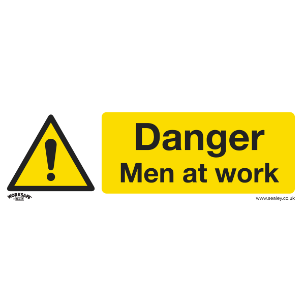 Warning Safety Sign | Danger Men at Work | Rigid Plastic | Single | Sealey