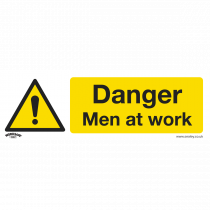 Warning Safety Sign | Danger Men at Work | Self Adhesive Vinyl | Pack of 10 | Sealey