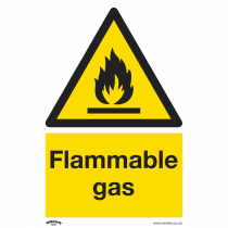 Warning Safety Sign | Flammable Gas | Rigid Plastic | Single | Sealey