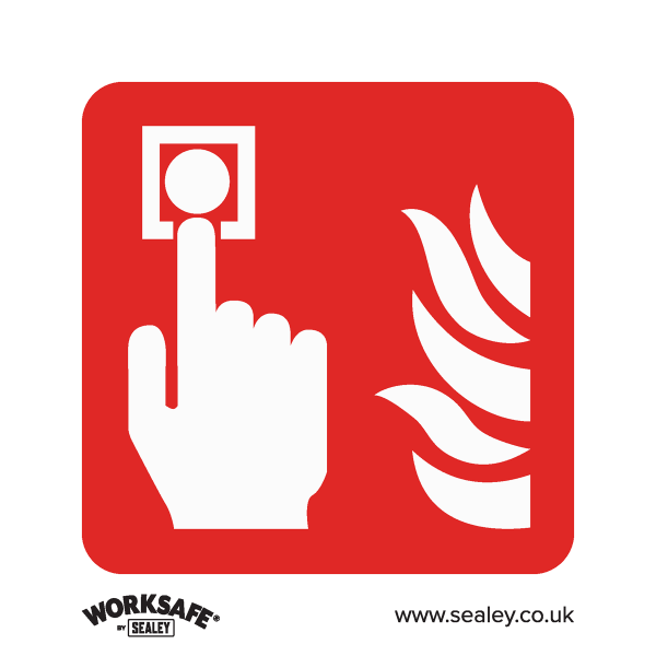 Fire Safety Sign | Fire Alarm Symbol | Rigid Plastic | Pack of 10 | Sealey