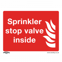 Fire Safety Sign | Sprinkler Stop Valve | Rigid Plastic | Single | Sealey