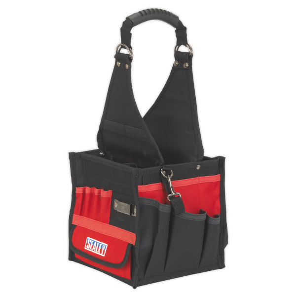Utility Tool Storage Bag | 230h x 200w x 220d mm | Black & Red | Sealey
