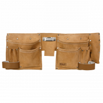 Leather Tool Belt | Double Pouch | 200h x 500w x 70d mm | Black & Red | Sealey