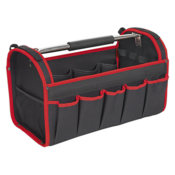 Heavy Duty Open Tool Storage Bag | 295h x 500w x 250d mm | Black & Red | Sealey