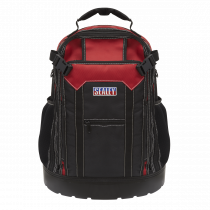 Spacious Tool Backpack | Plastic Base | 490h x 390w x 200d mm | Black & Red | Sealey