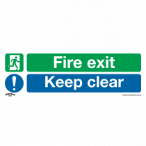 Fire Safety Sign | Fire Exit Keep Clear | Large | Self Adhesive Vinyl | Single | Sealey