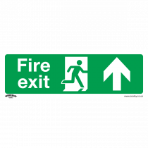 Fire Safety Sign | Fire Exit (Up) | Self Adhesive Vinyl | Pack of 10 | Sealey