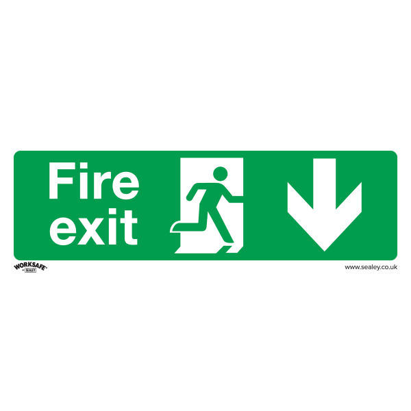 Fire Safety Sign | Fire Exit (Down) | Self Adhesive Vinyl | Single | Sealey
