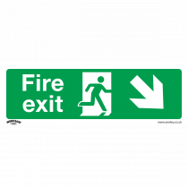 Fire Safety Sign | Fire Exit (Down Right) | Self Adhesive Vinyl | Single | Sealey
