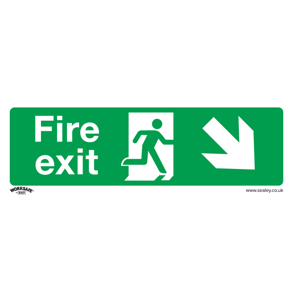 Fire Safety Sign | Fire Exit (Down Right) | Self Adhesive Vinyl | Single | Sealey