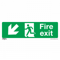 Fire Safety Sign | Fire Exit (Down Left) | Rigid Plastic | Single | Sealey