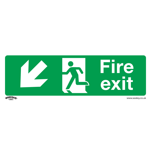 Fire Safety Sign | Fire Exit (Down Left) | Self Adhesive Vinyl | Single | Sealey
