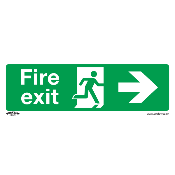 Fire Safety Sign | Fire Exit (Right) | Self Adhesive Vinyl | Single | Sealey