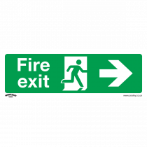 Fire Safety Sign | Fire Exit (Right) | Self Adhesive Vinyl | Pack of 10 | Sealey