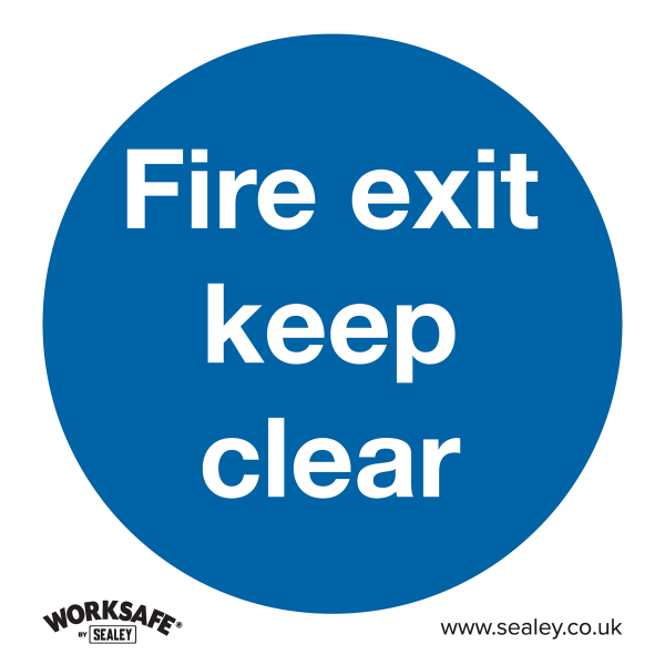 Fire Safety Sign | Fire Exit Keep Clear | Rigid Plastic | Single | Sealey