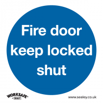 Fire Safety Sign | Fire Door Keep Locked Shut | Self Adhesive Vinyl | Single | Sealey
