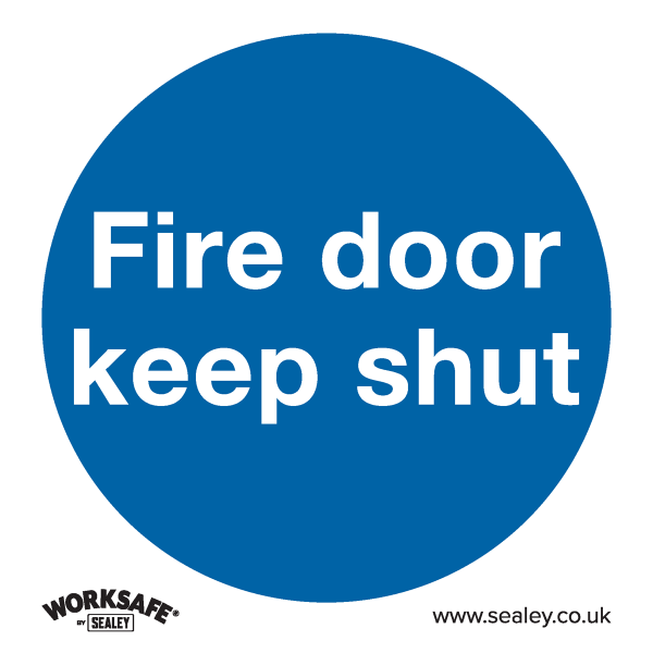 Fire Safety Sign | Fire Door Keep Shut | Rigid Plastic | Pack of 10 | Sealey