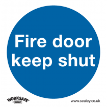 Fire Safety Sign | Fire Door Keep Shut | Self Adhesive Vinyl | Pack of 10 | Sealey
