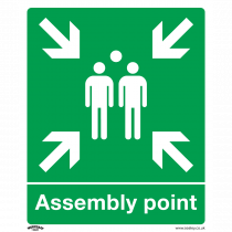 Fire Safety Sign | Assembly Point | Rigid Plastic | Pack of 10 | Sealey