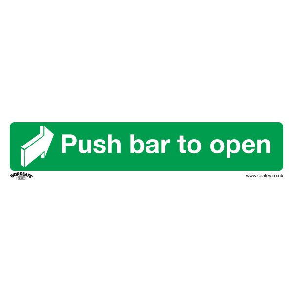 Door Safety Sign | Push Bar to Open | Rigid Plastic | Single | Sealey