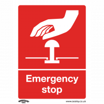 Emergency Safety Sign | Emergency Stop | Rigid Plastic | Single | Sealey