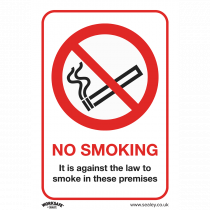 Prohibition Safety Sign | No Smoking (On Premises) | Rigid Plastic | Pack of 10 | Sealey