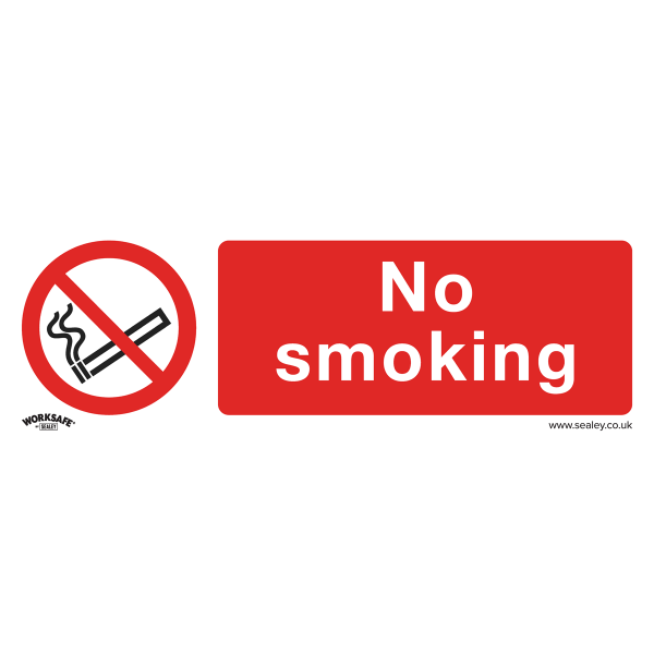 Prohibition Safety Sign | No Smoking | Self Adhesive Vinyl | Pack of 10 | Sealey
