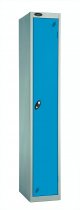Single Metal Storage Locker | Single Door | 1780 x 305 x 305mm | Silver Carcass | Blue Door | Cam Lock | Probe