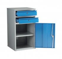 Euro 900 Metal Cupboard | 500mm Wide | Single Door | 1 Adjustable Shelf | 2 Drawers | Redditek
