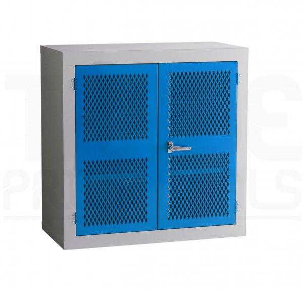 Mesh Door Cupboard | 2 Blue Doors | 1 Shelf | 915 x 915 x 457mm | Redditek