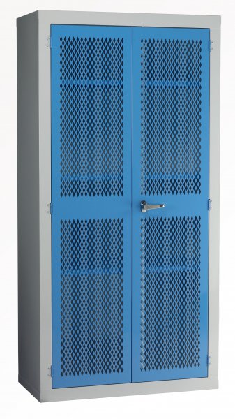 Mesh Door Cupboard | 2 Blue Doors | 3 Shelves | 1830 x 915 x 457mm | Redditek