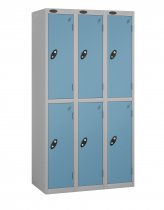 Nest of 3 Metal Storage Lockers | 2 Doors | 1780 x 305 x 305mm | Silver Carcass | Ocean Door | Cam Lock | Probe