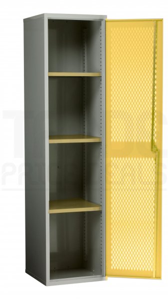 Mesh Door Cupboard | 1 Yellow Door | 3 Shelves | 1830 x 457 x 457mm | Redditek
