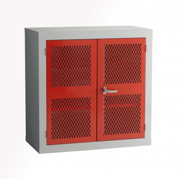 Mesh Door Cupboard | 2 Red Doors | 1 Shelf | 915 x 915 x 457mm | Redditek